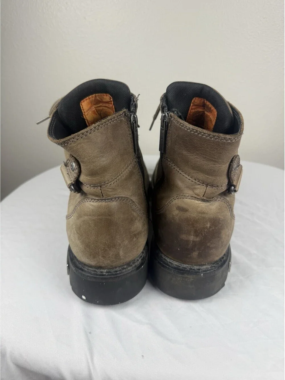 Harley Davidson D96104 Men’s 11.5 Brown Leather Motorcycle Riding Boots Side Zip